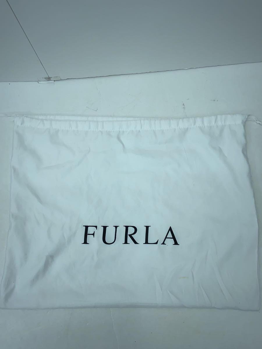 FURLA◆トートバッグ/レザー/ブラック/無地_画像8