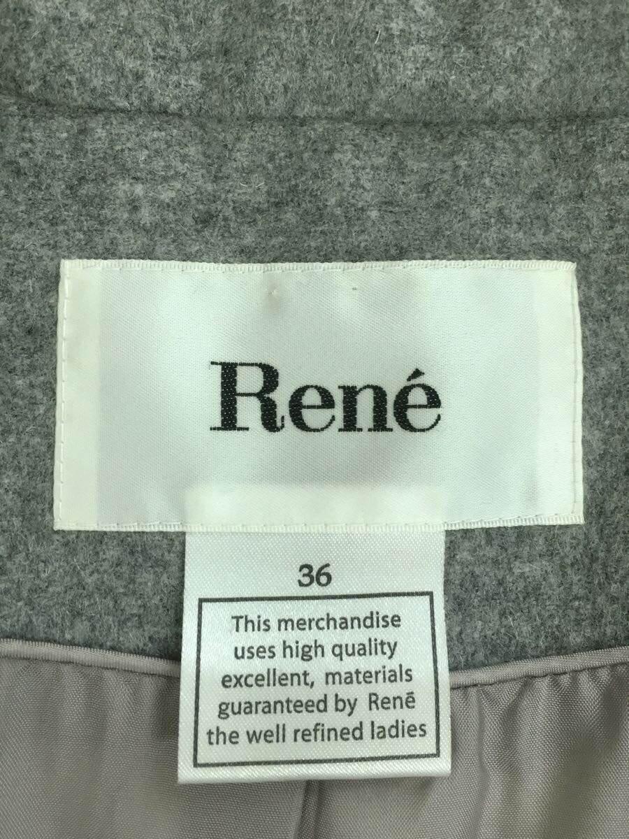 Rene* cashmere MIX down coat /36/ cashmere / gray /6638430/ hood lack of 