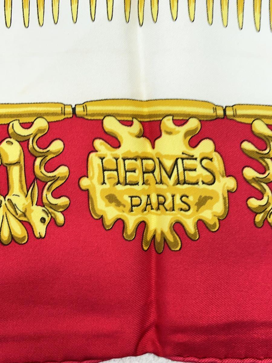 HERMES◆スカーフ/シルク/RED HERMES◆スカーフ/シルク/RED