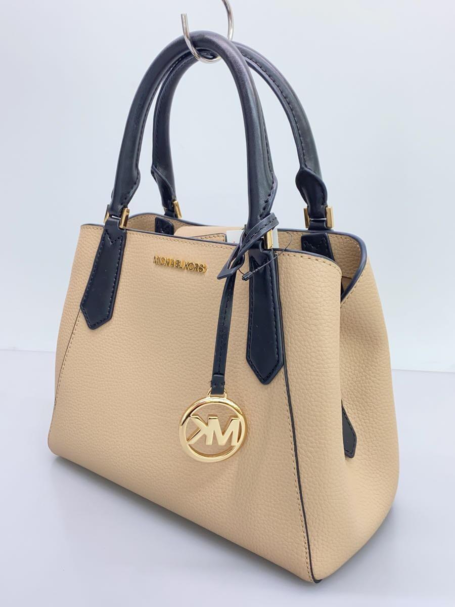 MICHAEL KORS◆ハンドバッグ/フェイクレザー/BEG/無地/DI-2001_画像2