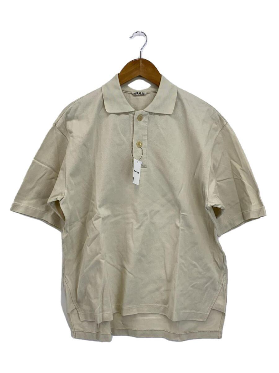 AURALEE◆SUPER FINE COTTON SALT SHRINK PIQUE BIG POLO/3/コットン/CRM