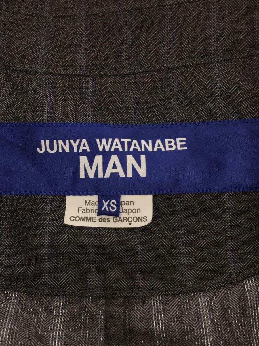 JUNYA WATANABE COMME des GARCONS MAN◆ラミー加工パッカリングストライプテーラード/XS/ポリエステル/GRY/ストライプ_画像3