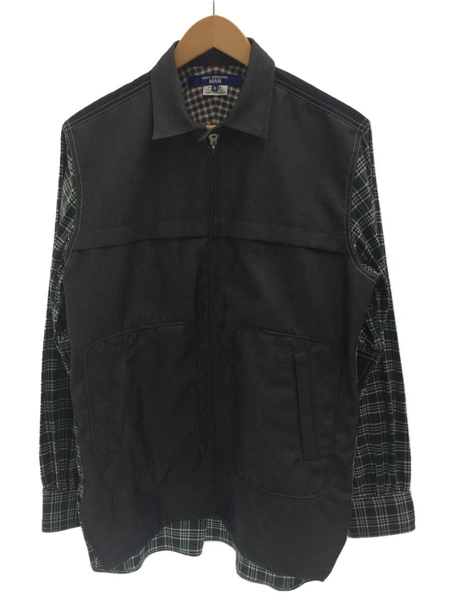 JUNYA WATANABE COMME des GARCONS MAN◆長袖シャツ/S/コットン/GRN/チェック/WJ-B004/パッチワーク_画像1