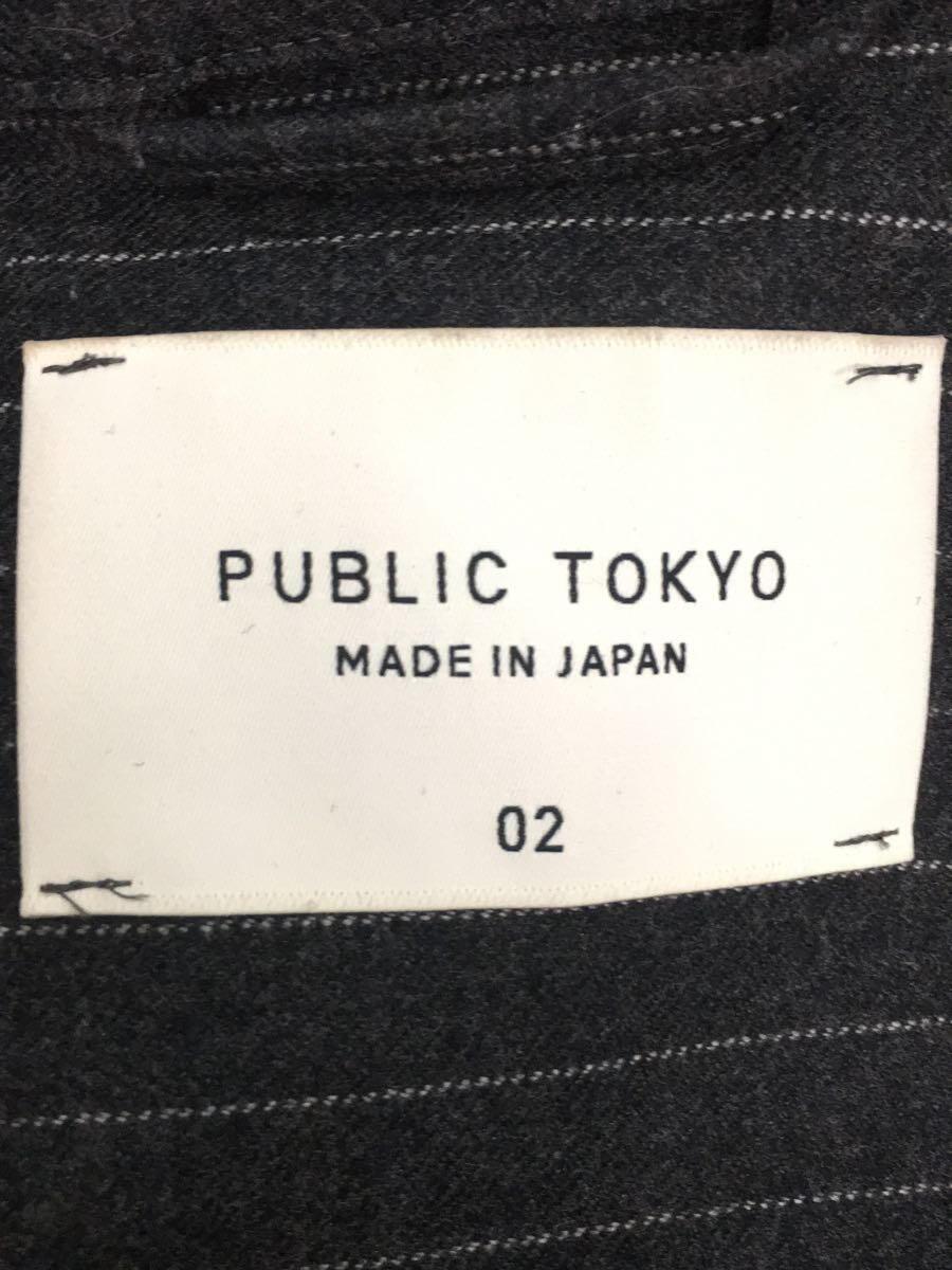 PUBLIC TOKYO◆長袖シャツ/2/ウール/GRY/ストライプ/153600001_画像3