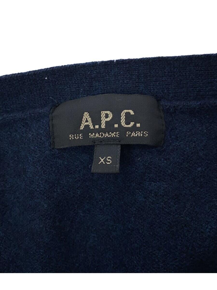 A.P.C.* кардиган ( толстый )/XS/ шерсть /NVY/ одноцветный 