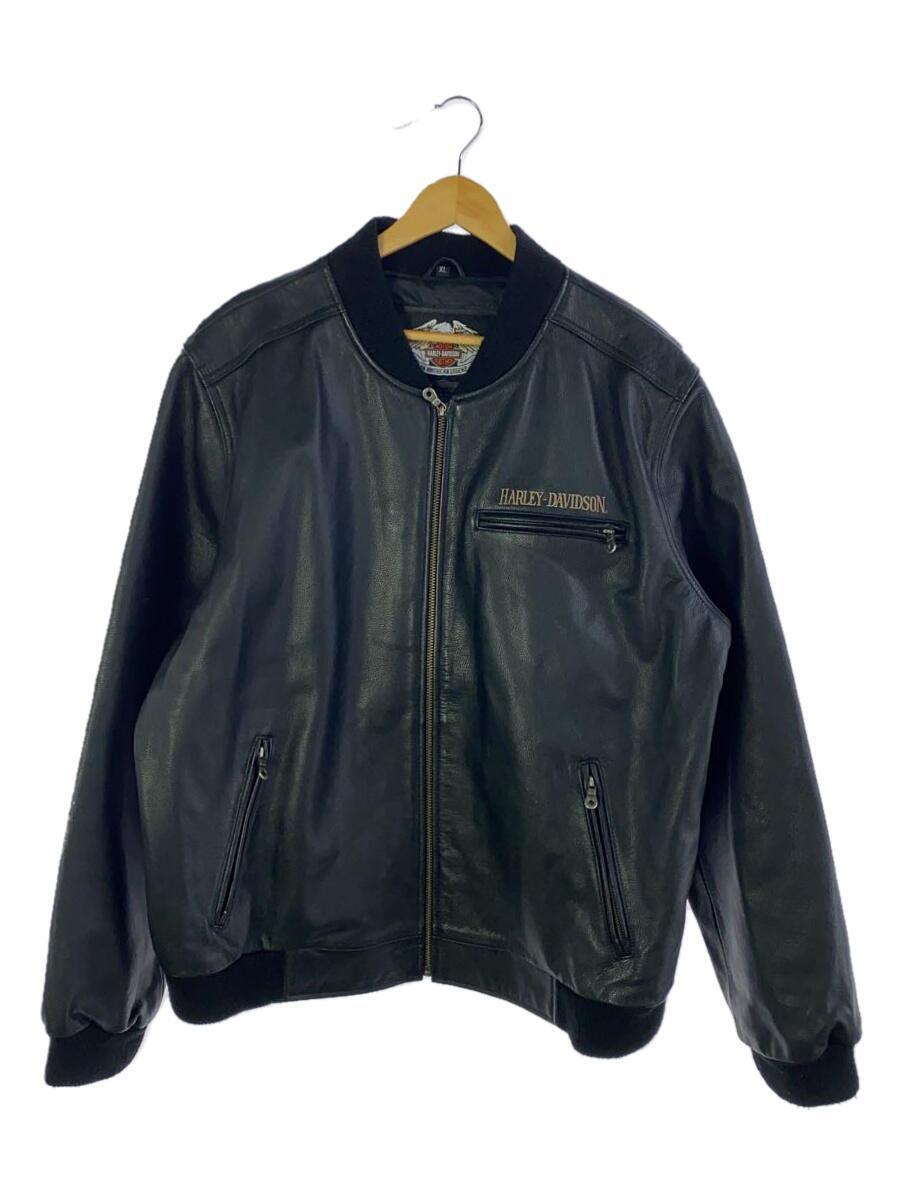 HARLEY DAVIDSON◆レザージャケット・ブルゾン/XL/レザー/BLK/無地/97196-10VM_画像1