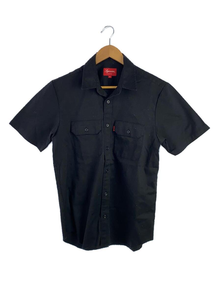 Supreme◆15SS/Daniel Johnston Twill Work Shirt半袖シャツ/S/コットン/ブラック