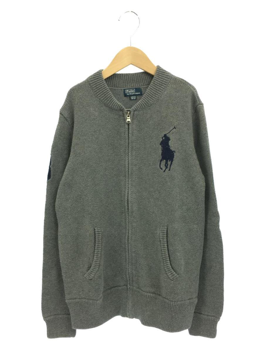 POLO RALPH LAUREN◆ジップアップカーディガン/160cm/アクリル/GRY_画像1