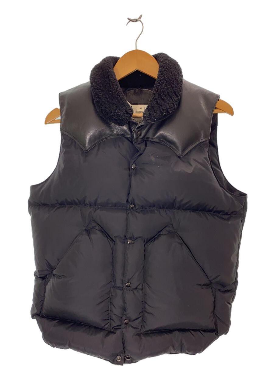 Rocky Mountain Featherbed◆Christy Vest/切替/ダウンベスト/38/ナイロン×レザー/ブラック/450-502-02