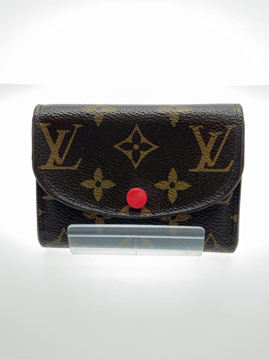 LOUIS VUITTON◆ポルト・モネ・ロザリ_モノグラム・キャンバス_BRW_フューシャ/PVC/BRW/レディース