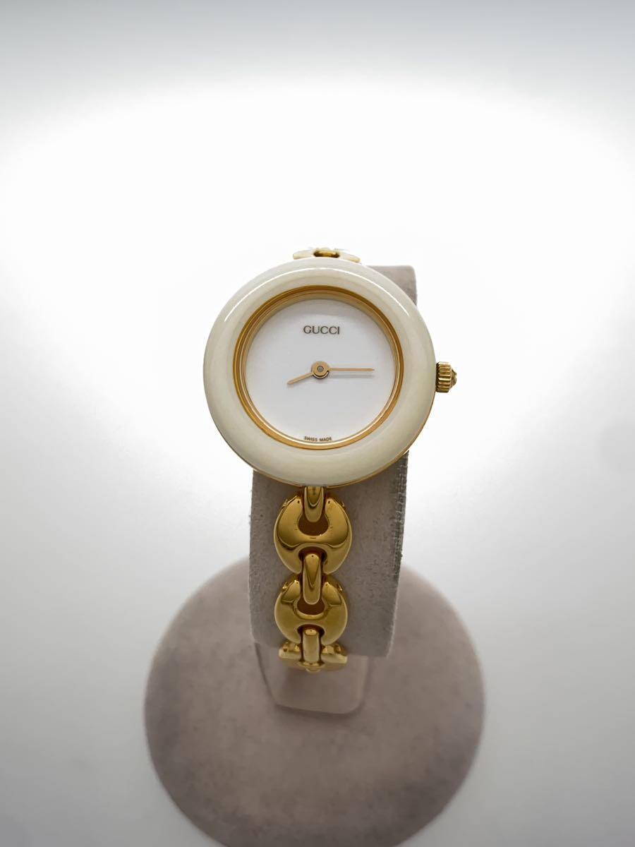 GUCCI◆腕時計/アナログ/-/WHT/GLD/076-772