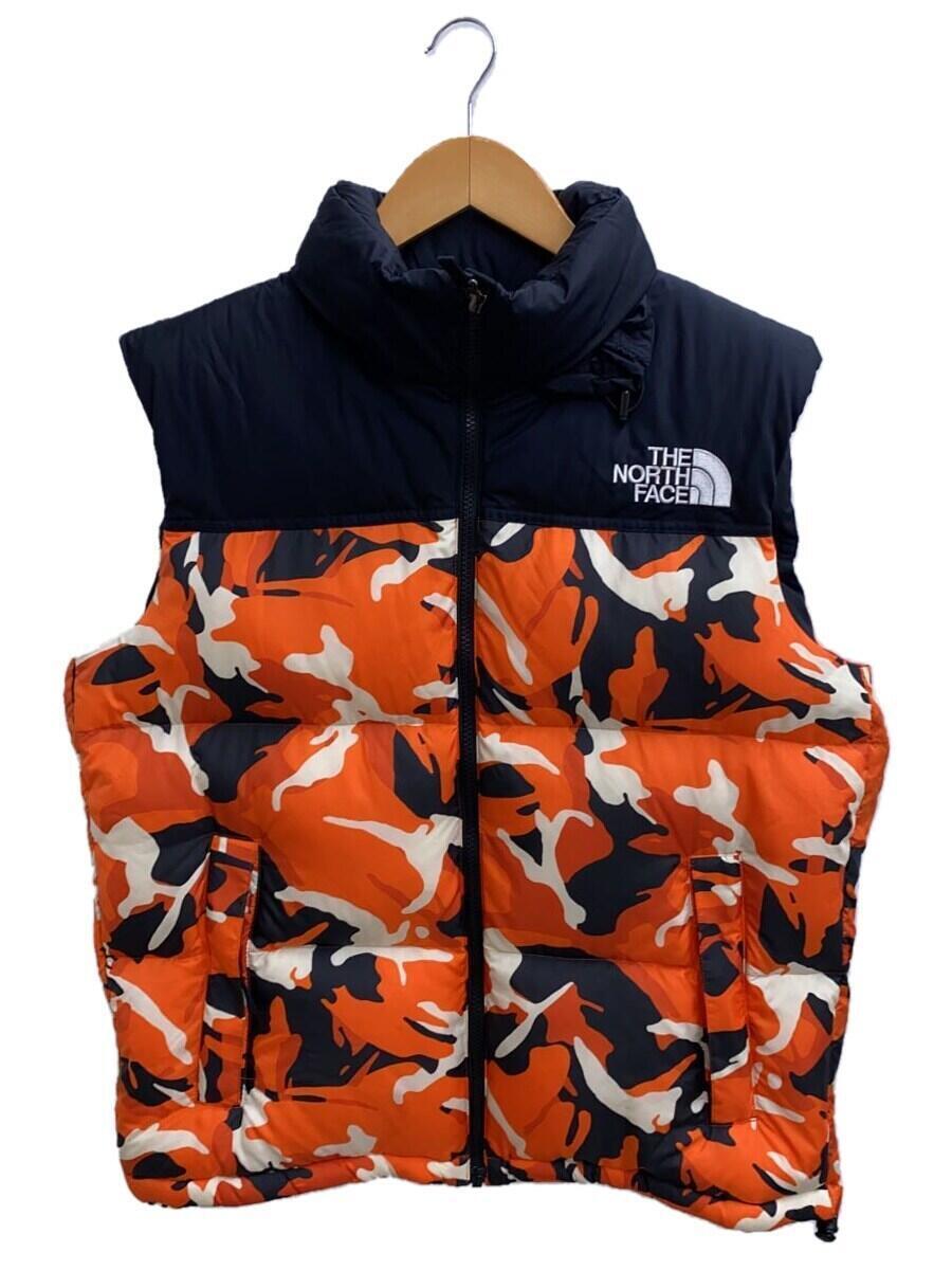 THE NORTH FACE◆NOVELTY NUPTSE VEST_ノベルティーヌプシベスト/XL/ナイロン/ORN/カモフラ