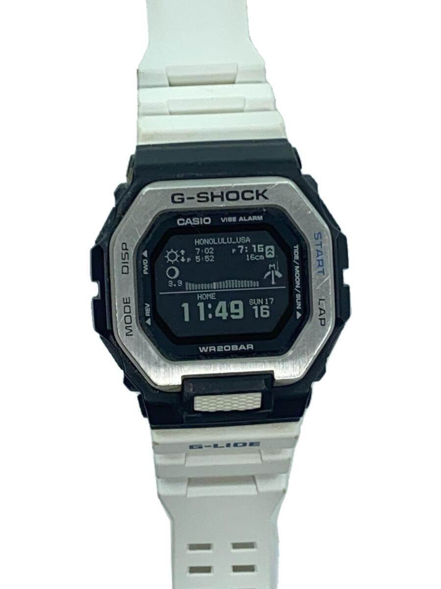 CASIO◆クォーツ腕時計/デジタル/ラバー/ブラック×ホワイト/GBX-100_画像1