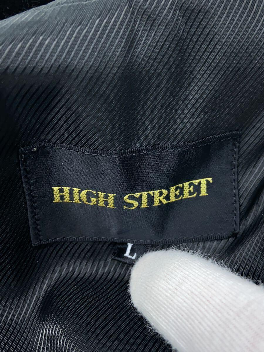 HIGH STREET◆ジャケット/L/コットン/BLK/無地_画像3