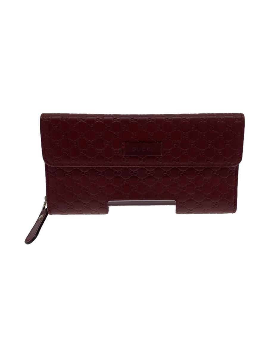 GUCCI◆長財布_マイクログッチシマ/レザー/RED/レディース_画像1