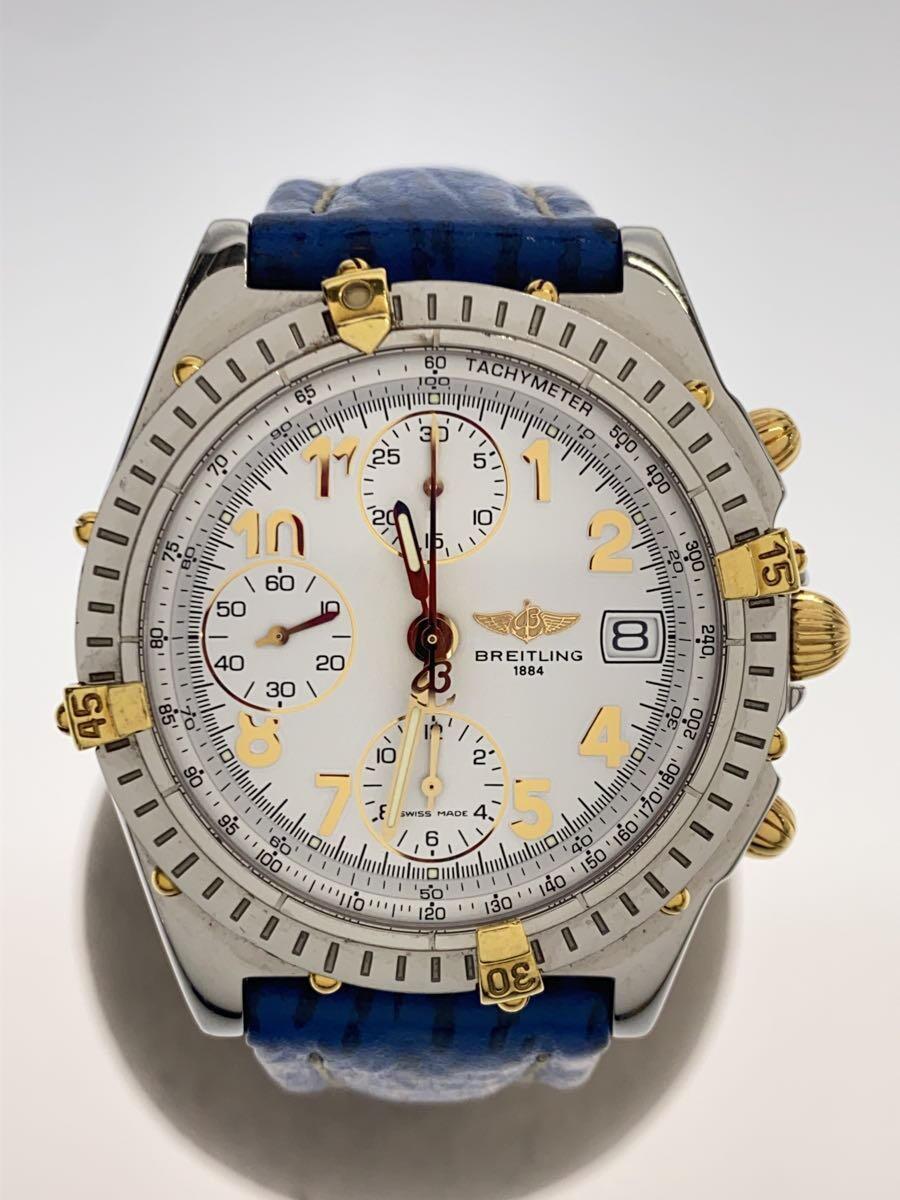 BREITLING◆自動巻腕時計/デジタル/レザー/WHT/BLU/SS/B13050.1/20230924日差-21_画像1