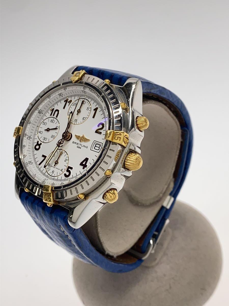 BREITLING* self-winding watch wristwatch / digital / leather /WHT/BLU/SS/B13050.1/20230924 day difference -21