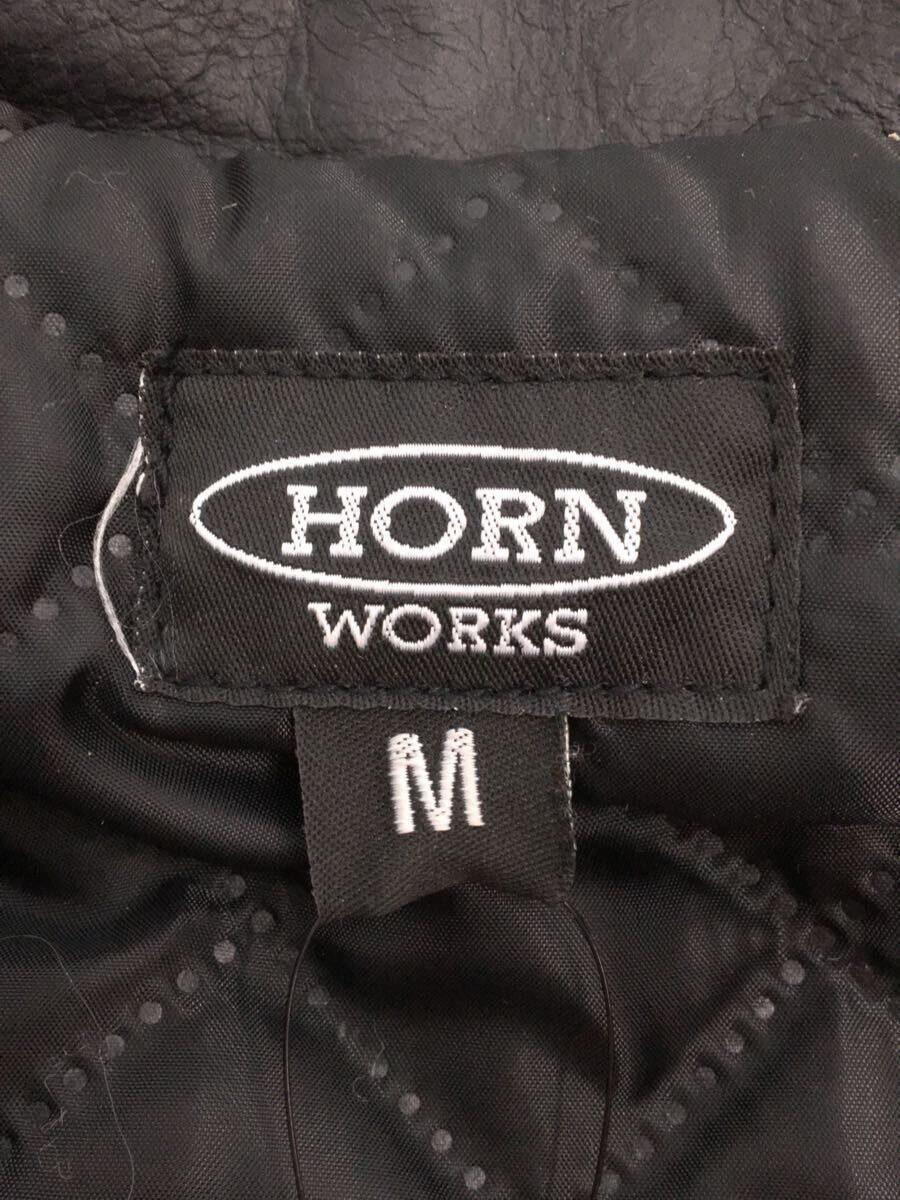HORN WORKS◆レザージャケット・ブルゾン/M/牛革/BLKの画像3