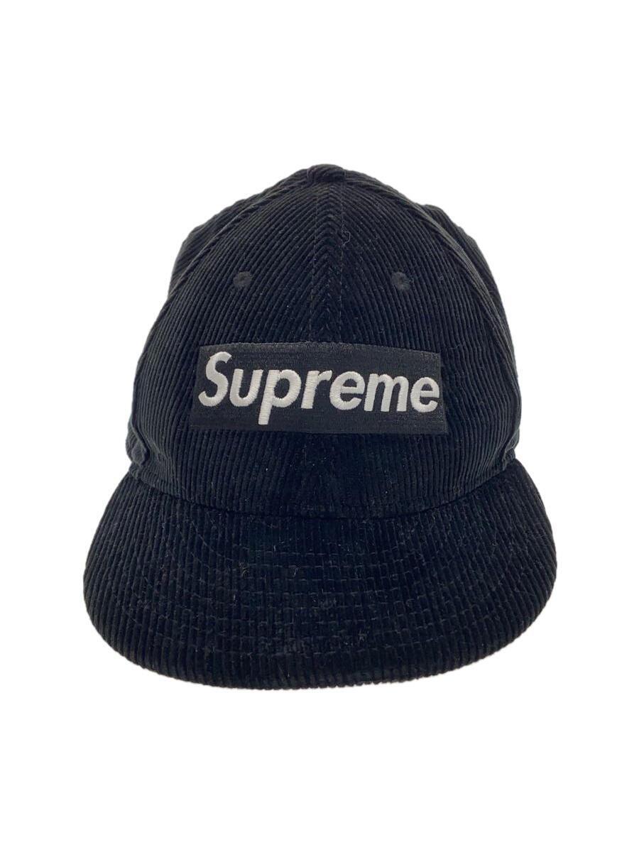 Supreme◆ボックスロゴ/キャップ/7 1/2/コーデュロイ/BLK/無地/メンズ