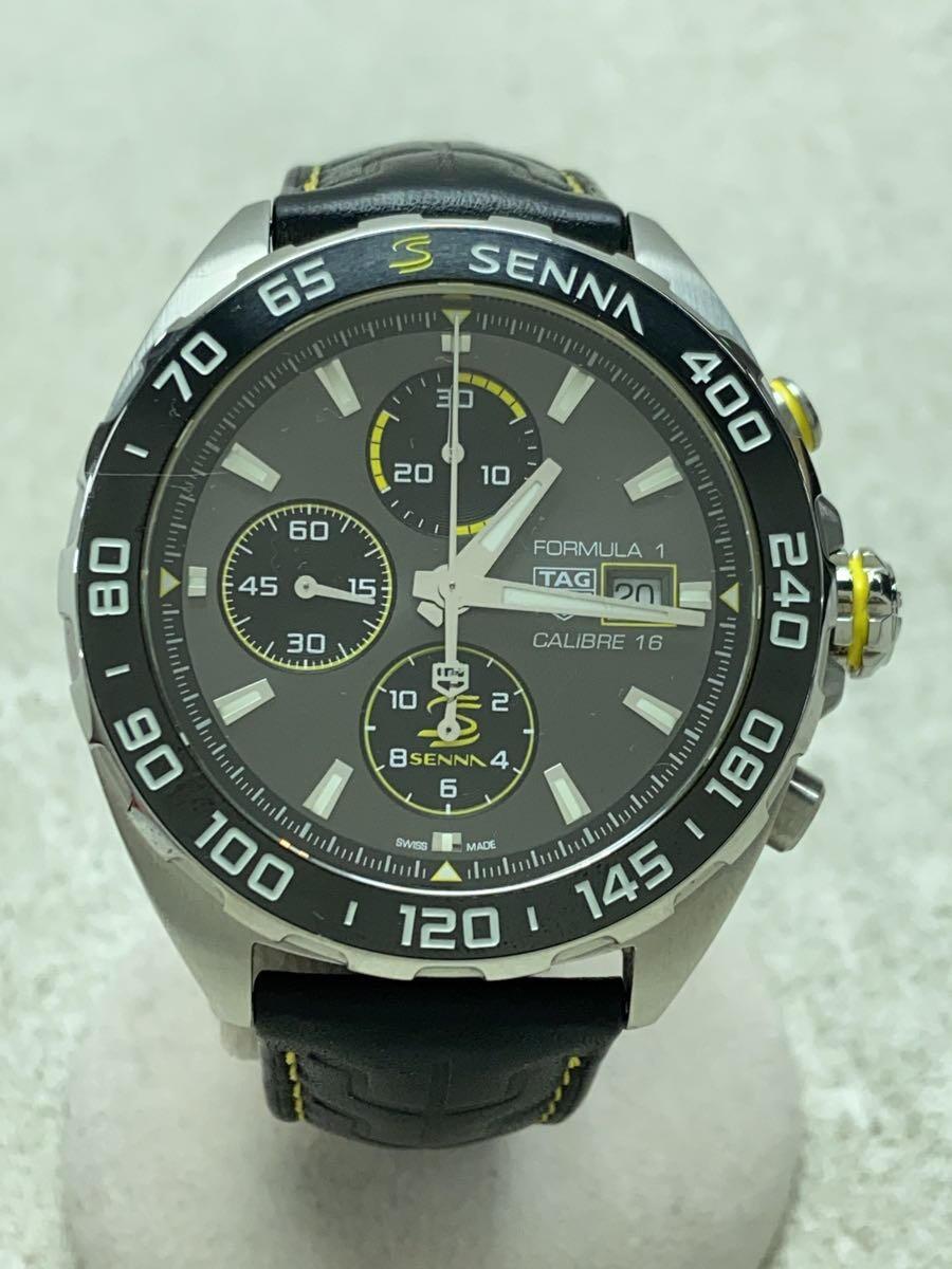 TAGHeuer◆タグホイヤー/自動巻腕時計/アナログ/レザー/GRY/BLK/20231102日差-2_画像1