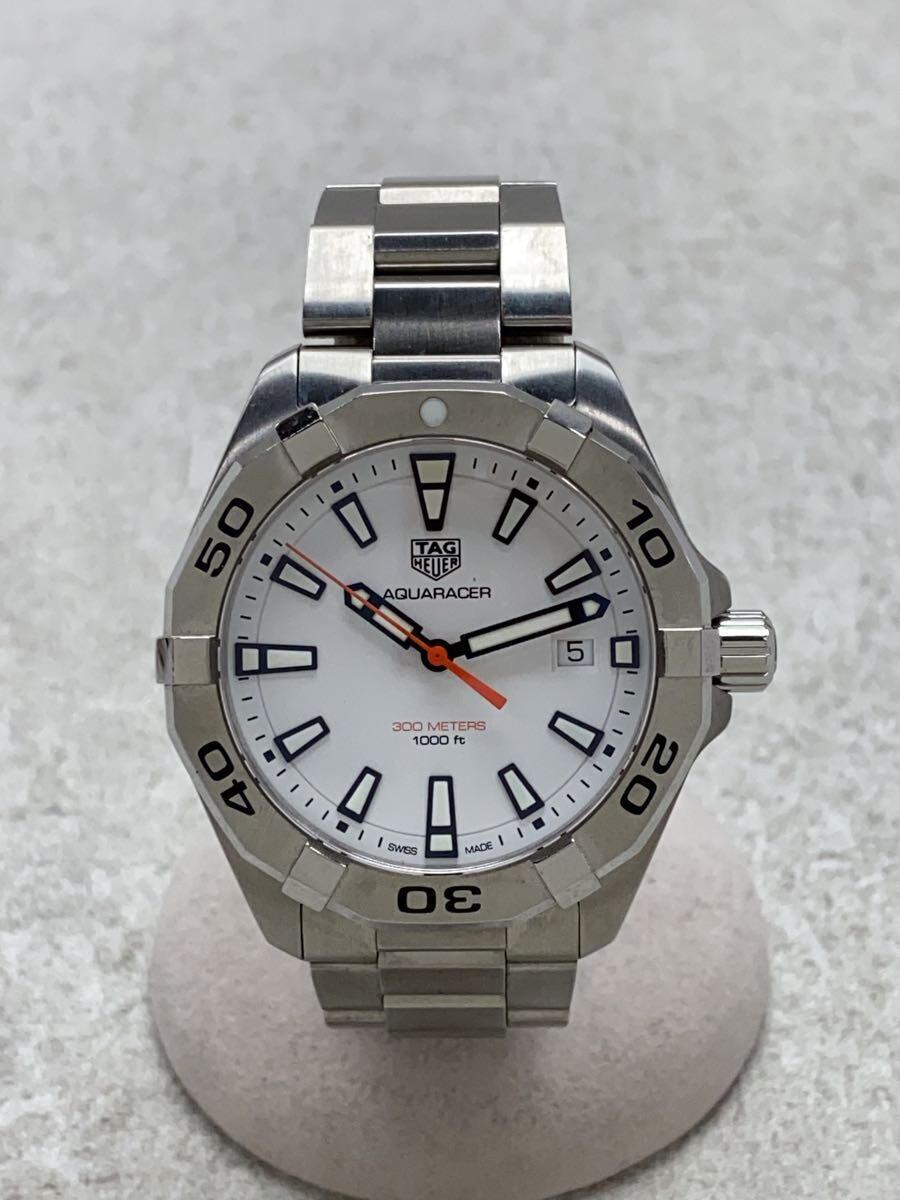 TAGHeuer◆アクアレーサー_300M_QZ_SS_41mm/アナログ/ステンレス/WHT