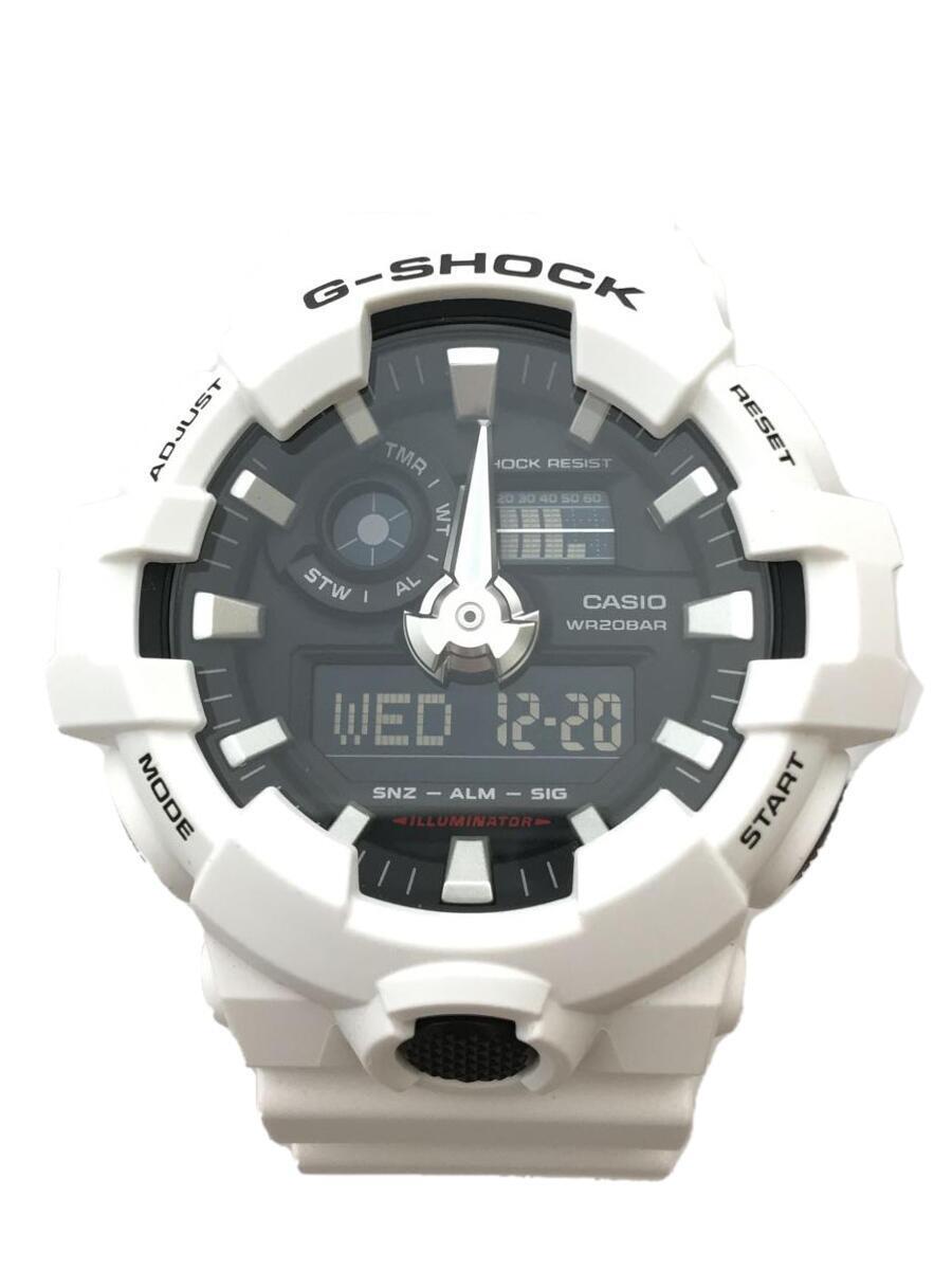 CASIO◆GA-700-7ADR/クォーツ腕時計・G-SHOCK/デジアナ/ラバー/BLK/WHT/SS