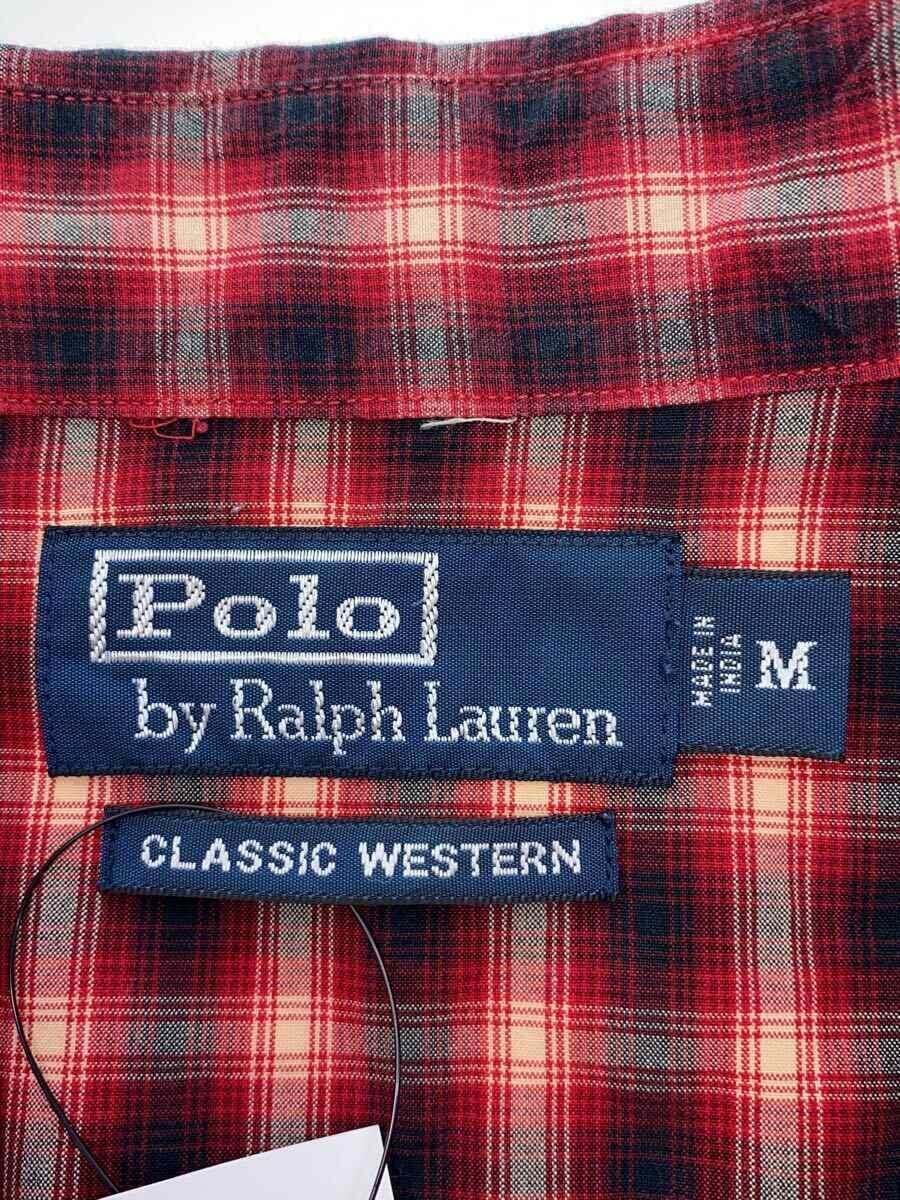 POLO RALPH LAUREN◆ウエスタンシャツ/M/コットン/レッド/オンブレチェック/HS-RL-KW-3753_画像3