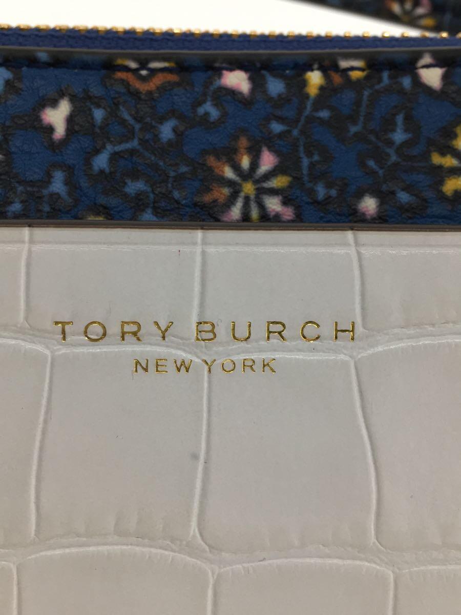 TORY BURCH◆タッセル花柄クロコ型押しショルダーバッグ/レザー/BLU/花柄/57003_画像5