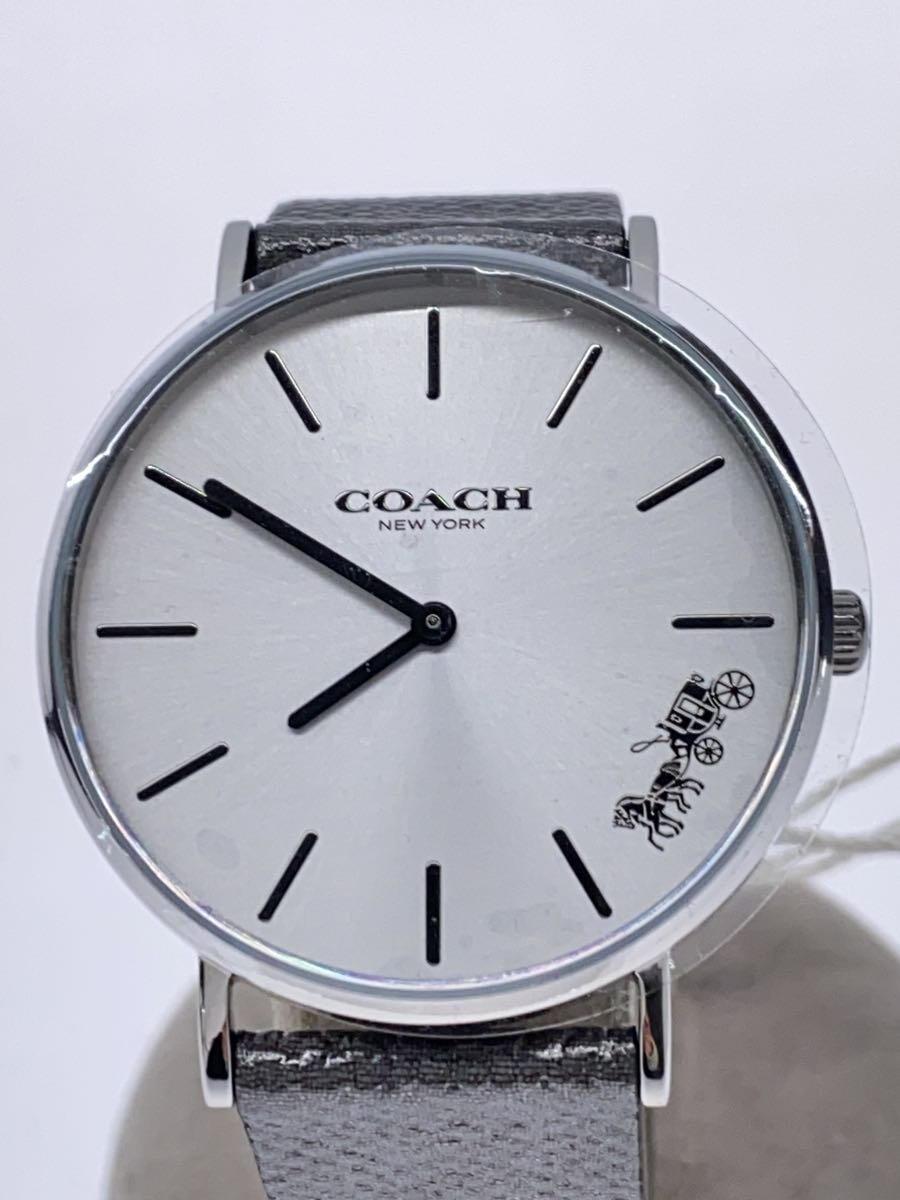 COACH◆クォーツ腕時計/レザー/BLK/BLK/ca.120.7.14.1593