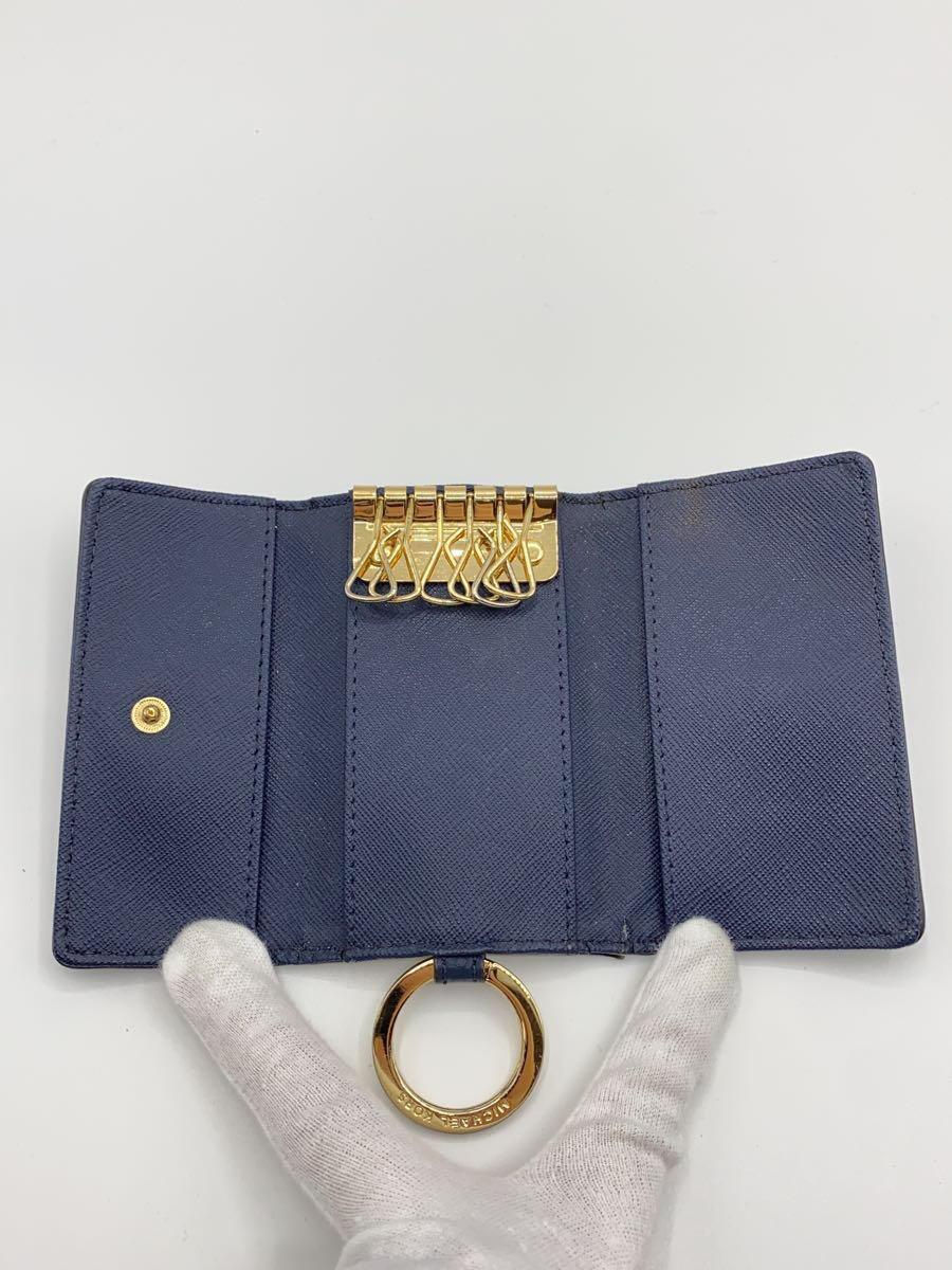 MICHAEL KORS◆キーケース/-/NVY/無地/レディース/35S0GFTP5B/6連/亀裂あり/汚れあり_画像4