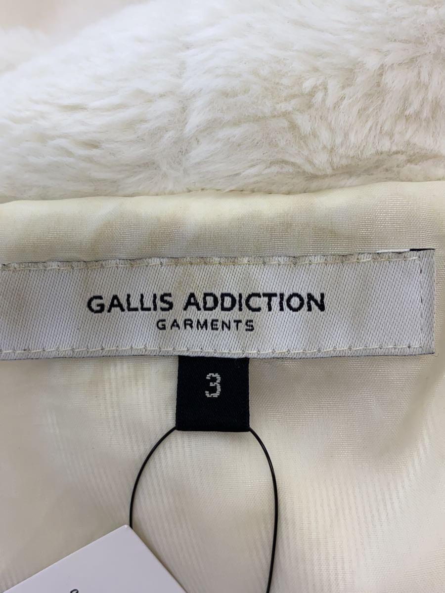 GALLIS ADDICTION◆フリースジャケット/M/ポリエステル/WHT/無地/襟元、袖口ヨゴレあり_画像3