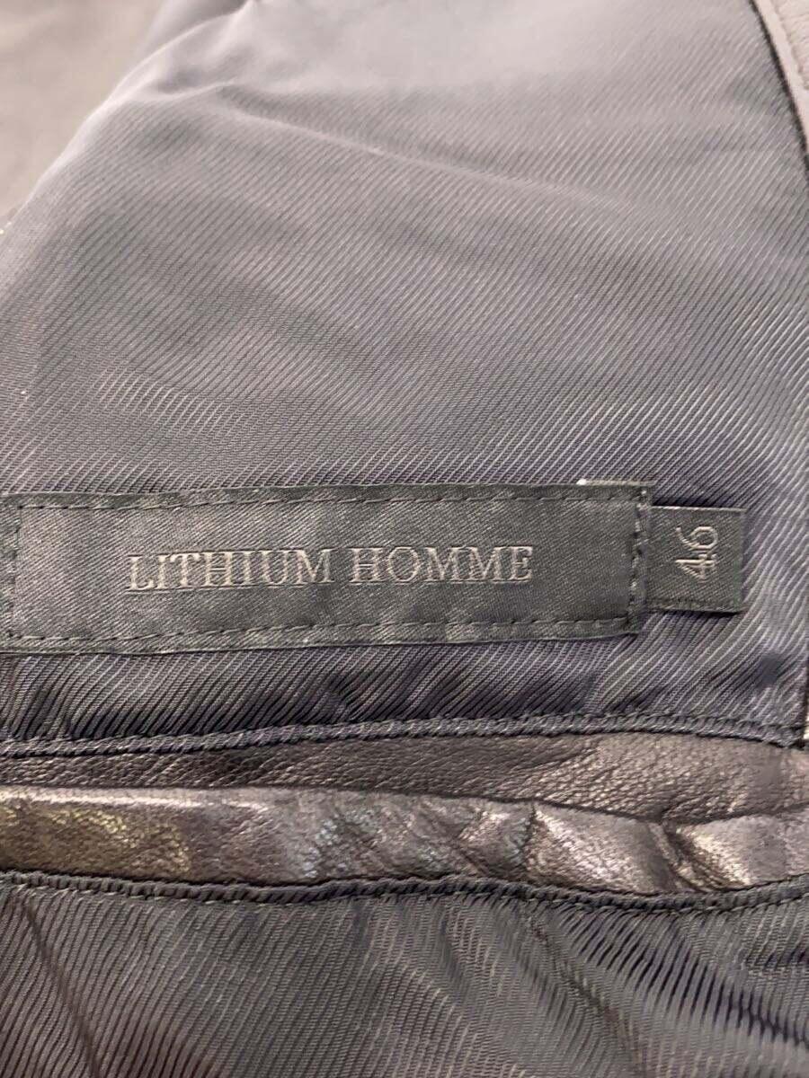 Lithium homme◆レザージャケット・ブルゾン/46/レザー/BLK/ブラック/クロ/無地/LH22-0104_画像3