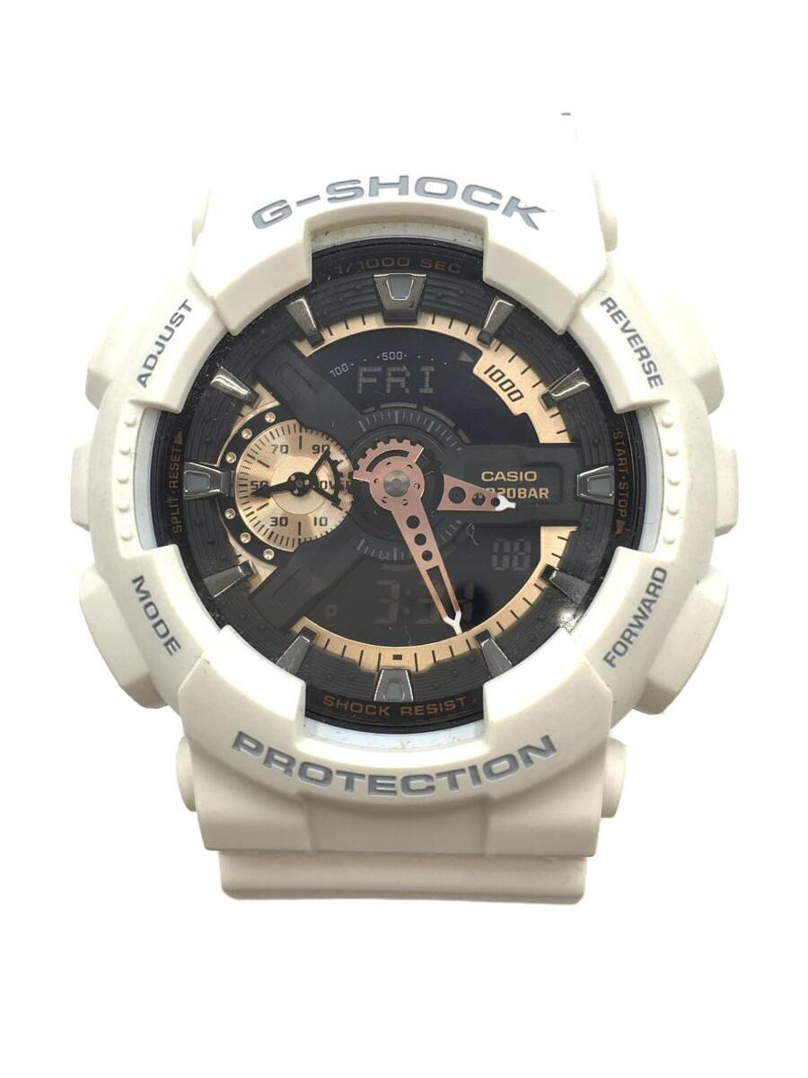 CASIO◆クォーツ腕時計・G-SHOCK/デジアナ/ラバー/WHT/WHT_画像1