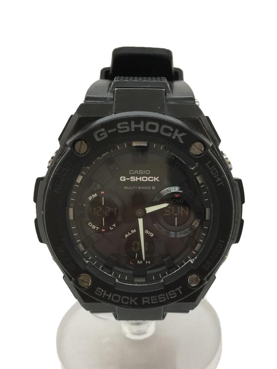 CASIO◆ソーラー腕時計・G-SHOCK/デジアナ/ラバー/BLK/BLK_画像1