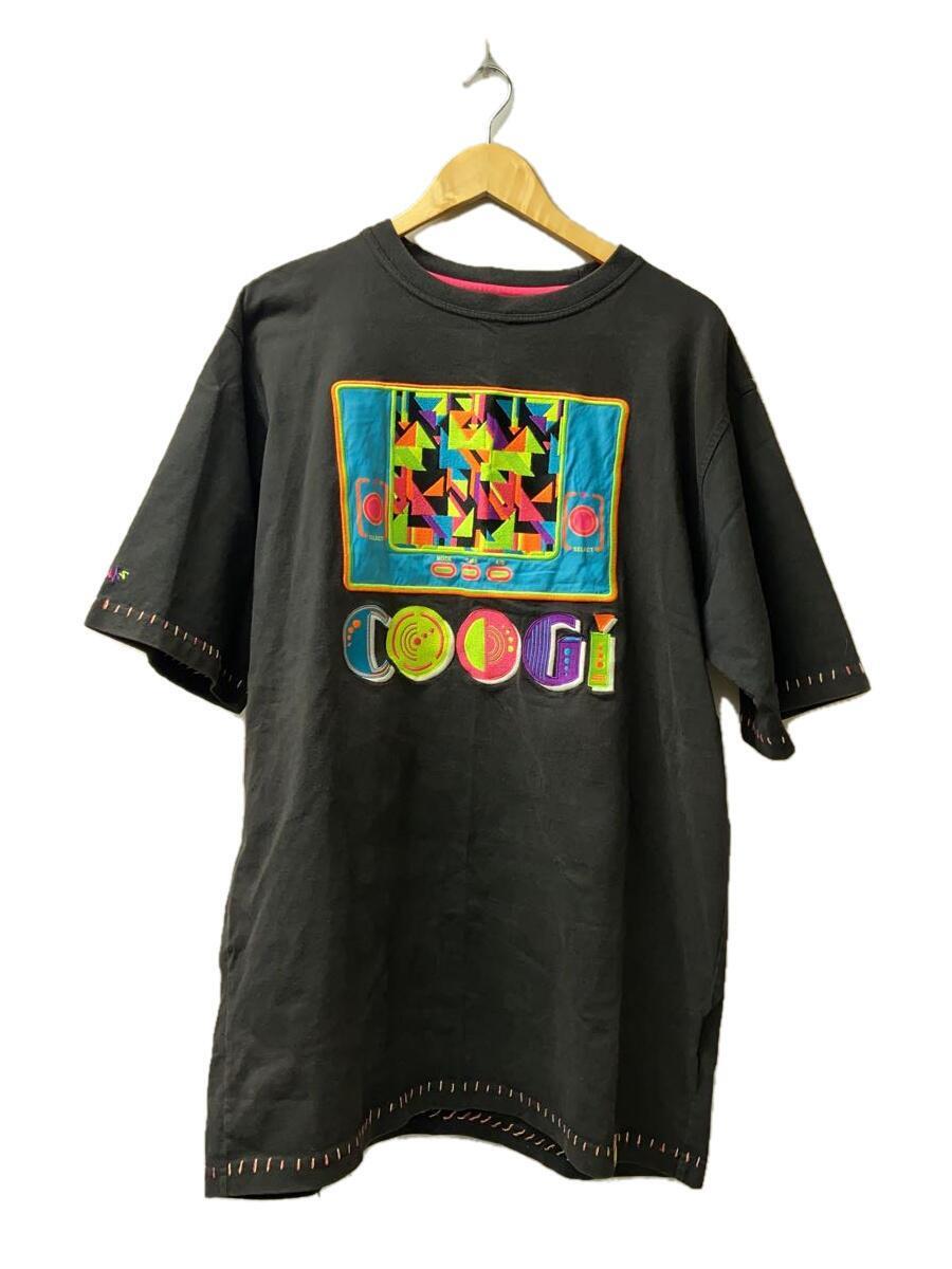 COOGI◆刺繍ロゴ/クルーネックTシャツ/XL/コットン/BLK/無地_画像1