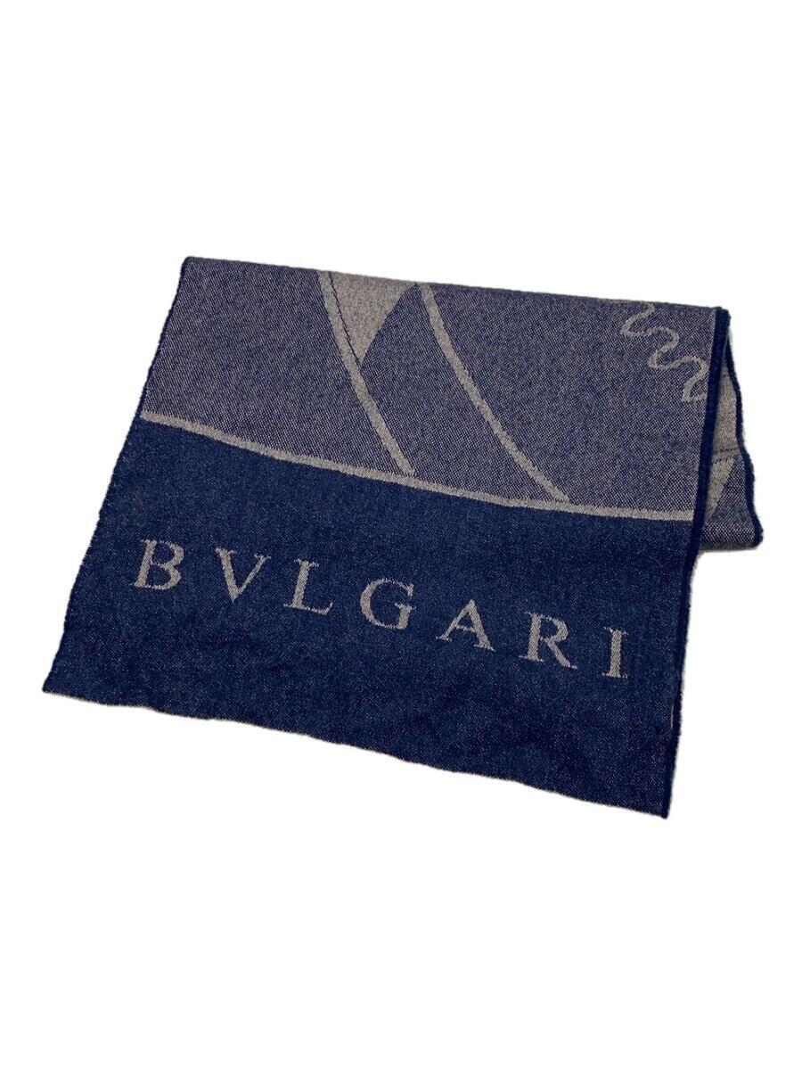 BVLGARI◆ストール/カシミア/NVY/総柄/メンズ