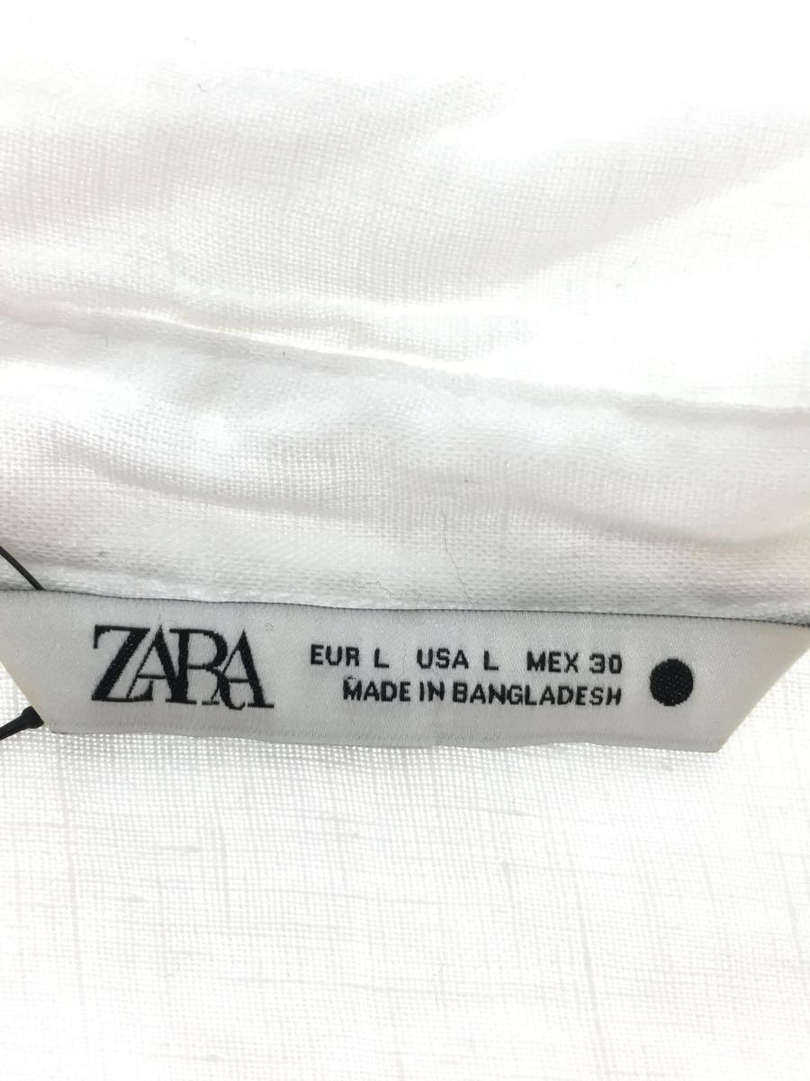 ZARA◆長袖ワンピース/L/リネン/WHT_画像3