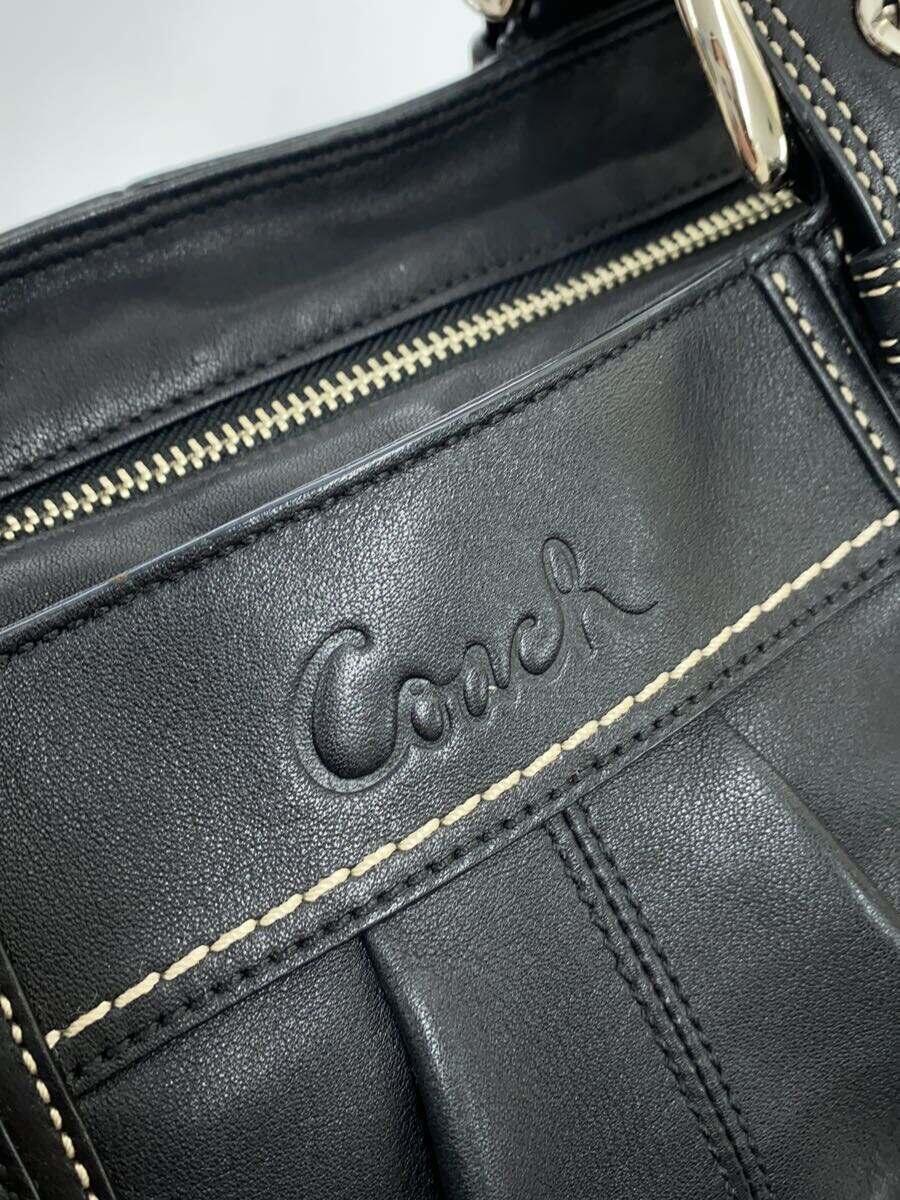 COACH◆トートバッグ/レザー/BLK/無地/F13732 角擦れ有り_画像5