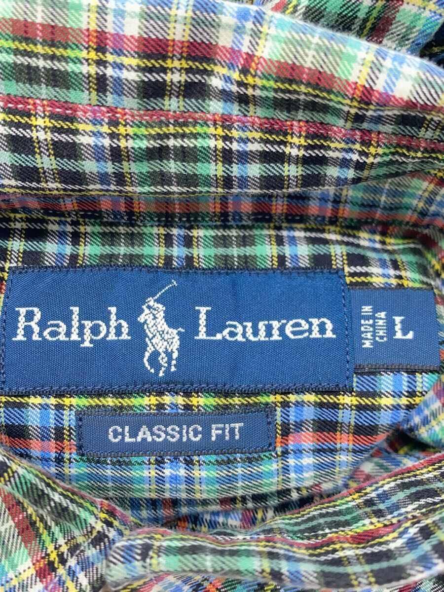 POLO RALPH LAUREN◆長袖シャツ/L/コットン/GRN/チェック_画像3