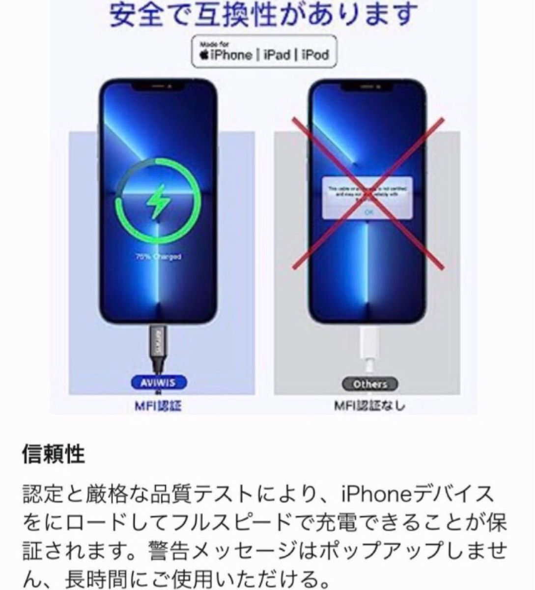 iPhone 充電 ケーブル 2M 3本セットライトニングケーブル 【APPLE認定C89コネクタ】急速充電 超タフ高耐久