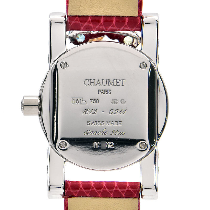 [3 year guarantee ] Chaumet lady's a trap moa W1612G-22R K18WG diamond bezel limitation bee mirror leather belt quarts wristwatch used free shipping 