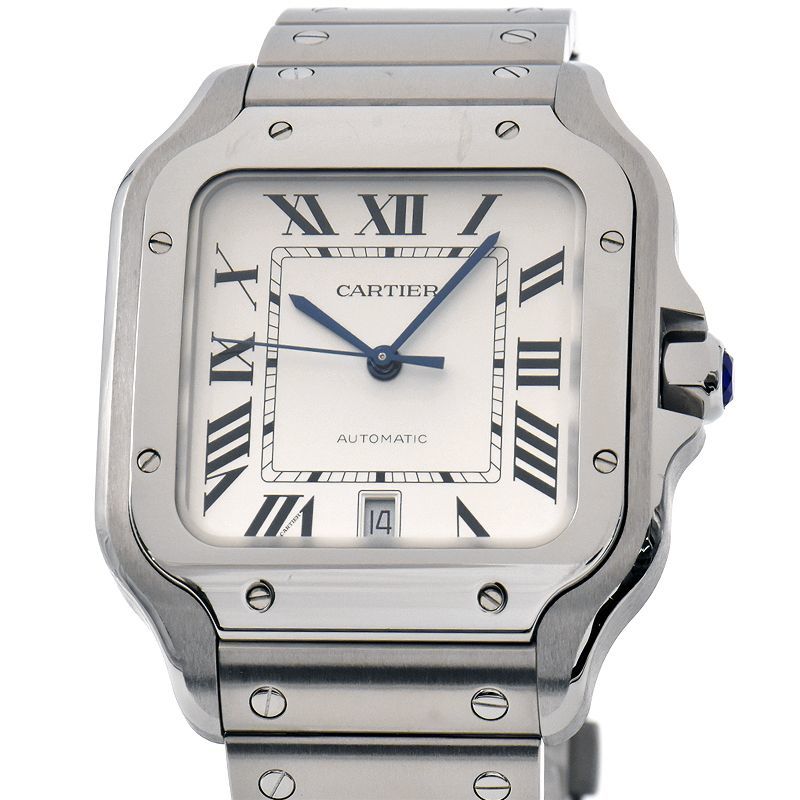 [3 год гарантия ] Cartier мужской Santos de Cartier часы LM WSSA0018 солнечный tosLM Date серебряный самозаводящиеся часы наручные часы б/у бесплатная доставка 