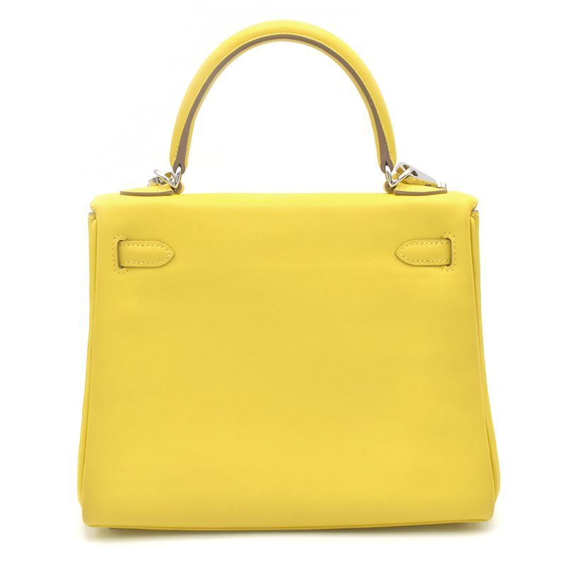  Hermes Kelly 25 Y stamp 2020 year made vo- Swift lime silver metal fittings inside .. handbag shoulder bag yellow used free shipping 