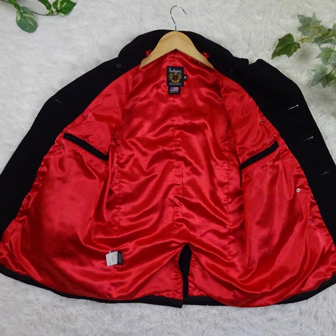 SCHOTT ショット メルトンウール Pコート 金ボタン レザー SCHOTT ショット メルトンウール Pコート 金ボタン レザー