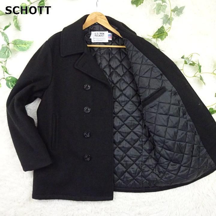 Schott ショット ピーコート Pコート キルティング ブラック Mサイズ 