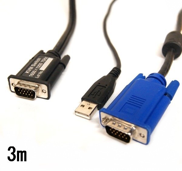 【vaps_3】[中古品]KVMケーブル USB 3m VGA D-Sub 1600×1200 75Hz 送込_画像1