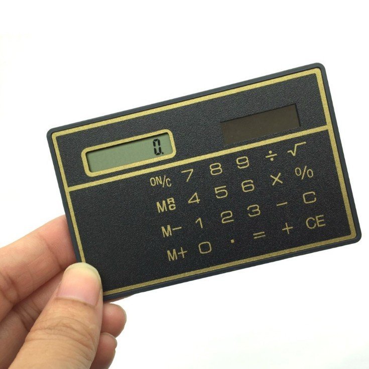 【vaps_4】カード型 ソーラー電卓 《ブラック》 コンパクト 薄型 電卓 送込_画像1