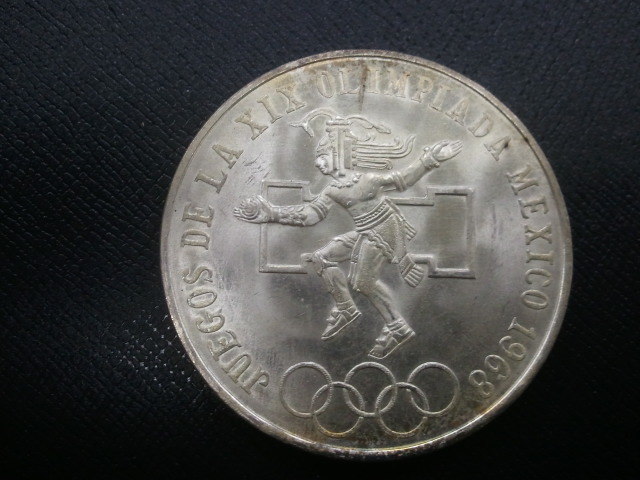☆【外国貨幣・銀貨幣】1968年 メキシコオリンピック銀貨 25ペソ銀貨/メキシコ硬貨 オリンピック記念☆_画像1