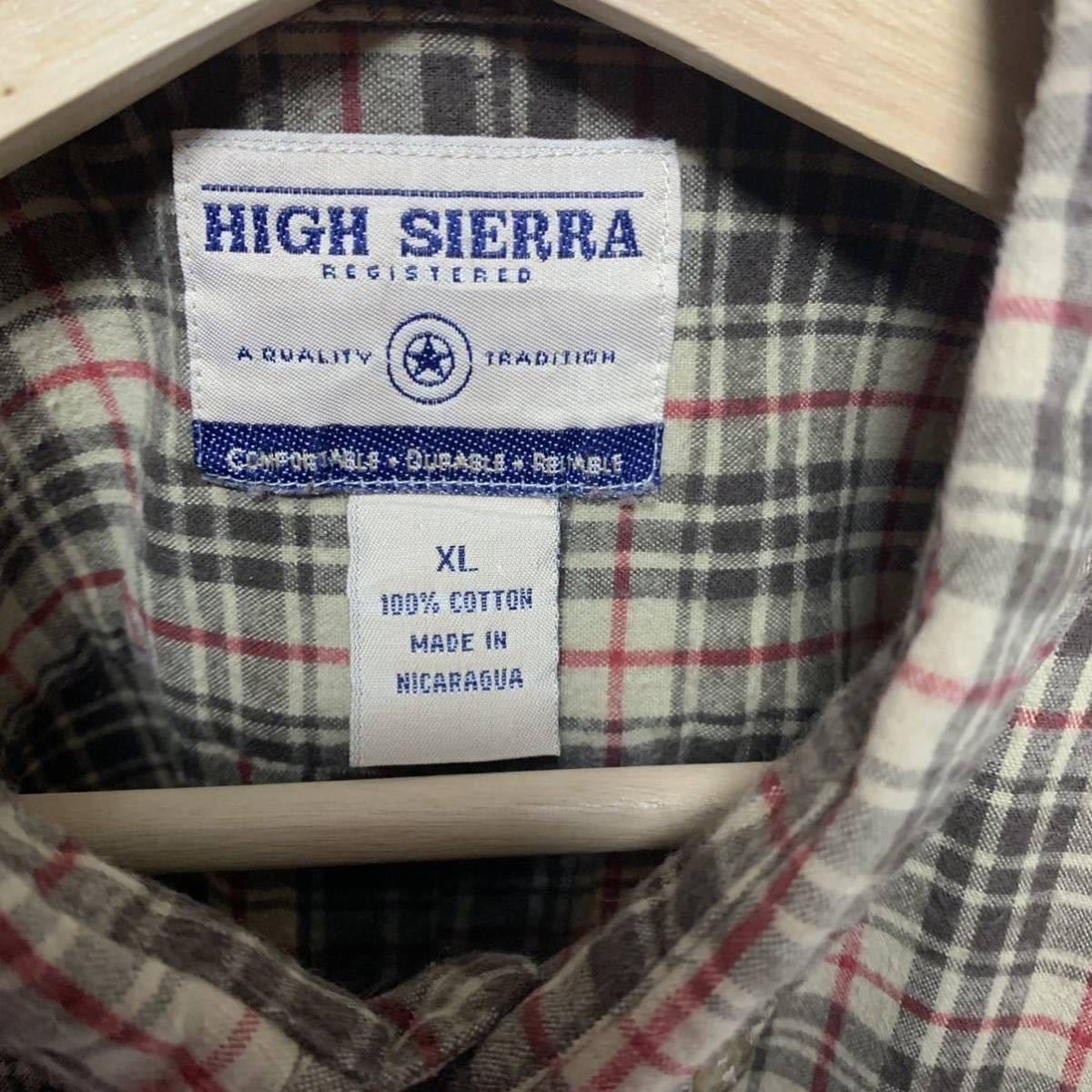 輸入古着 HIGH SIERRA ハイシエラ 長袖 ボタンダウン ネルシャツ タータンチェック オーバーサイズ ハイシエラ アウトドアブランドの画像4