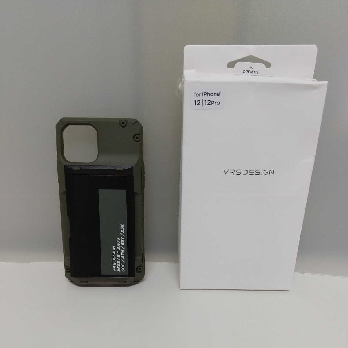 y122001fm iPhone 12 Pro / iPhone 12 対応 ケース カード 収納 耐衝撃 ハード カバー 背面 スライド 式 カードケース 付きの画像1
